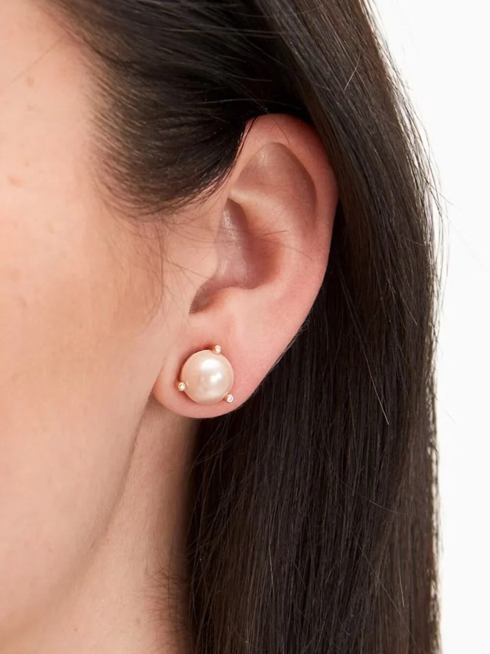 Kate Spade New York Faux Pearl Crystal Stud Earrings Gold Classic Pearl Earrings